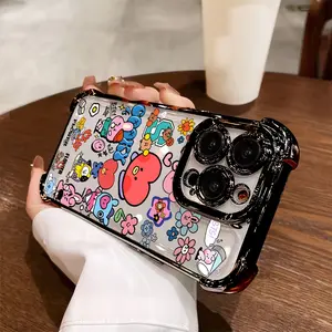 For iphone.Trendy Cartoon Merchandise Featuring Popular K-Pop Boy Bands, Designed for Iphone Models 16, 15, 14, 13, 12, 11 Pro Max, X, XR, XS Max, 8, And 7 Plus, Comes with a Transparent Soft Back Cover That Offers Drop Protection.
