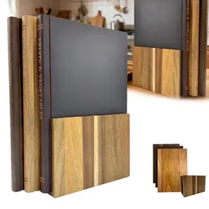 Cutting Board Book Set, Set of 3 Solid Wood Book Shaped Cutting Board Library with Wooden Stand, For the Books Loving Chef, Fruits, Vegetables, Meat, Fish, Cheese and Bread