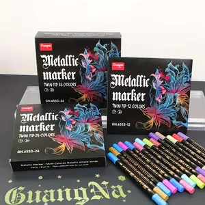 12/36 Colors Metallic Paint Marker Pens for Rock Painting, Soft Tip and Flat Tips for Wood and Fabric, DIY Art Supplies for Ceramics and Glass