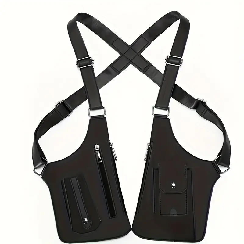 Men's Multifunctional Vest Backpack Lightweight Hands-Free Outdoor Backpack Adjustable Shoulder Straps Underarm Cycling Hiking Fitness Running Key Wallet Men's Compact Crossbody Backpack Single Shoulder Bag adjustable underarm backpack