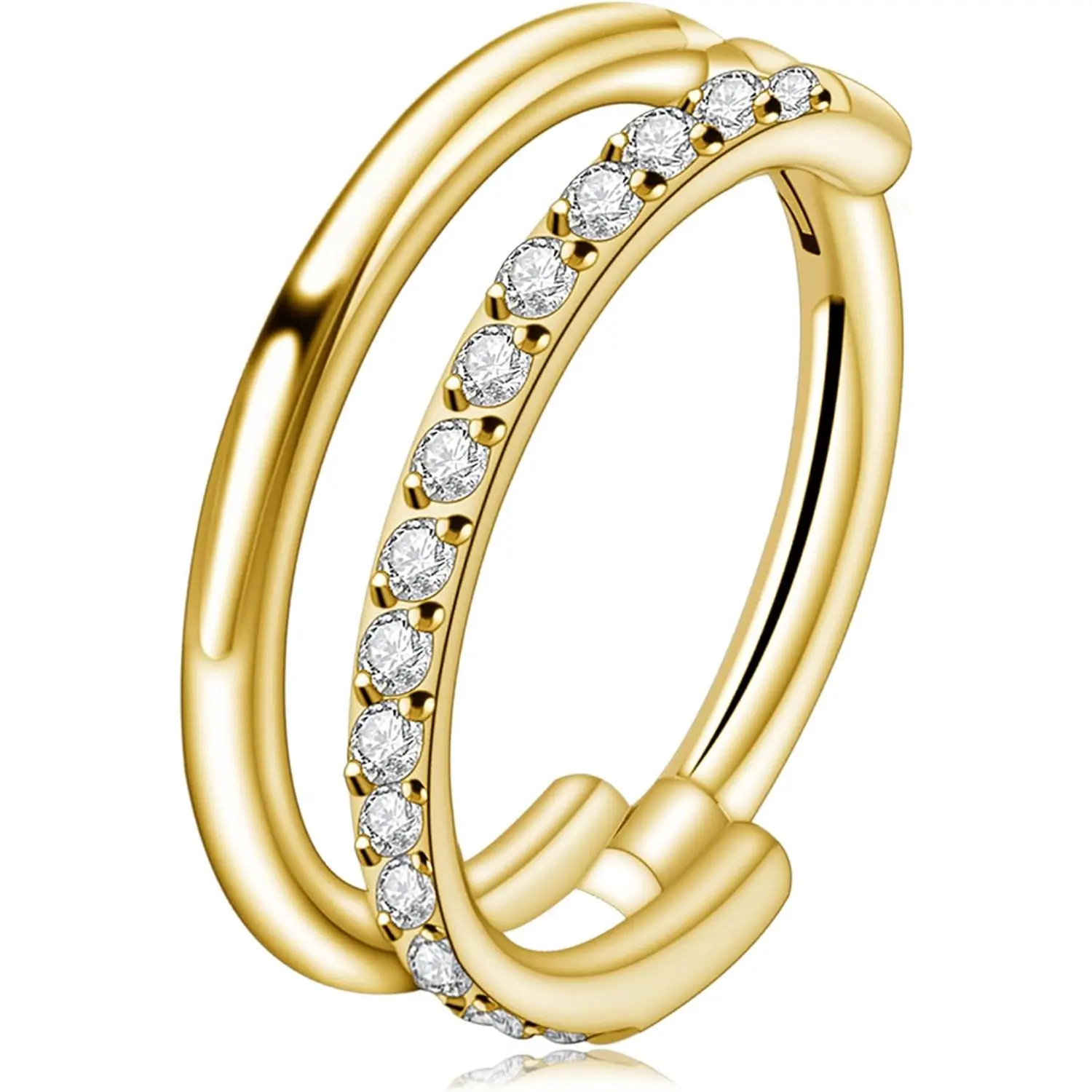 Cartilage Earring Hoop for Conch Helix 16G 8mm 10mm 12mm, ASTM F136 Titanium   for Women & Men,  Implant Grade Nose Rings,  Hinged Clicker