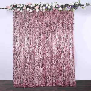 Pink Big Payette Sequin Backdrop Drape Curtain, Photo Booth Event Divider Panel - 8ftx8ft