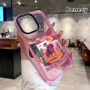 Phone case for iPhone 16 Pro Max 15 Plus 14 13 12 11 Cowgirl Desert Ride Anti-Yellowing Shockproof durable ultra-thin Crystal Cover