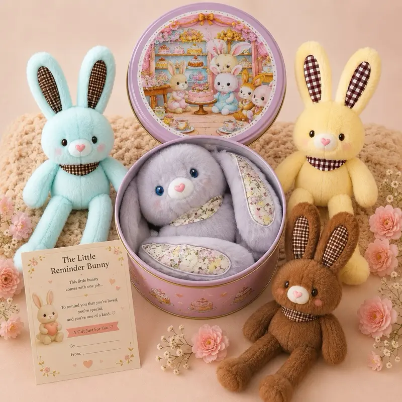 Magic Lulu Pop-Ear Bunny Pull & Move Ears Soft Plush Keychain Retractable Floral Ears Charm for Girls Car Key Accessory Emotional Gift for All Ages