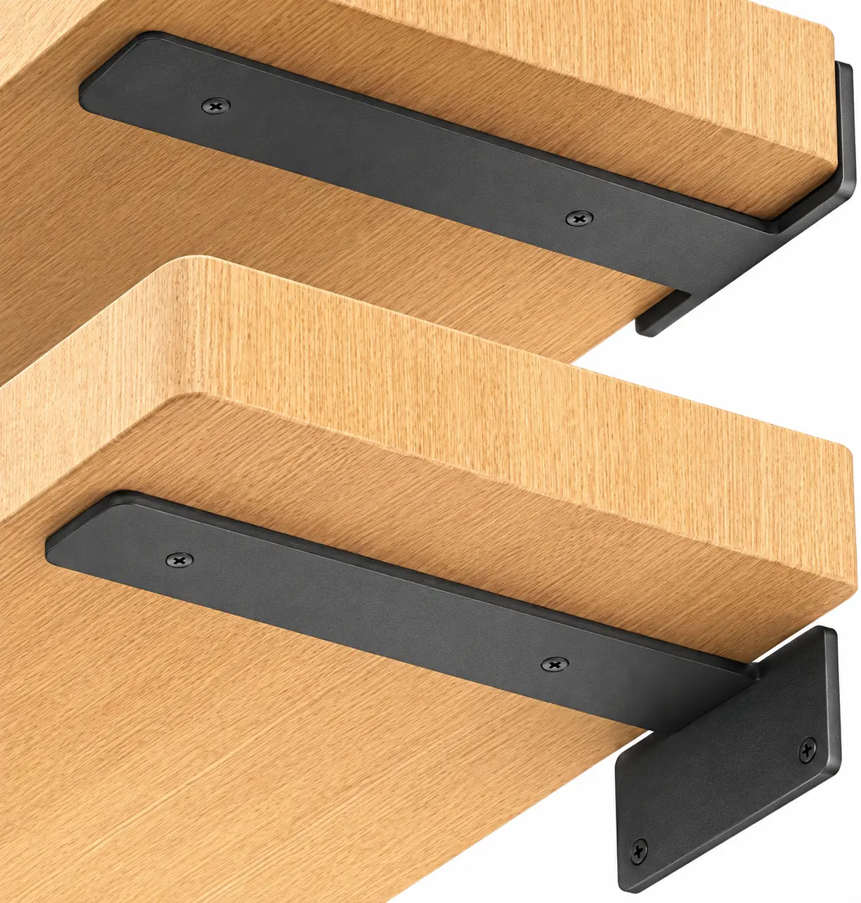 4 Pack Floating Shelf Brackets, 4 Inch Heavy Duty Industrial Shelf Bracket, Black Metal L Brackets for Shelves Support DIY(1/5 Inch Thicked)