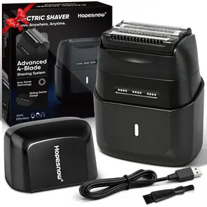 [Father's Day Gifts] Electric Foil Shaver for Men, IPX6 Waterproof Razor - 4 Floating Blades, Wet/Dry Cordless Face Shaver for Home & Travel, Black