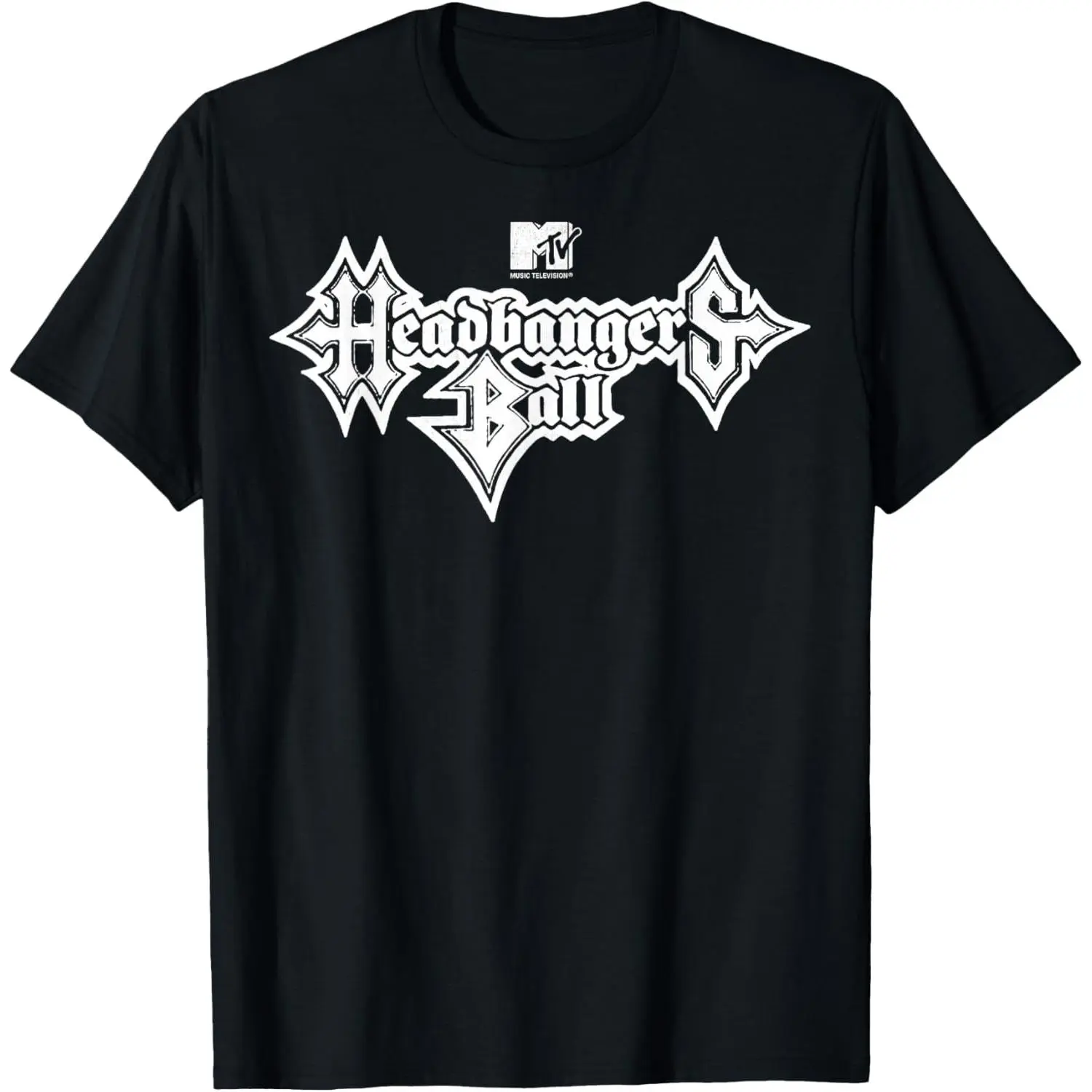 Women's MTV Headbangers Ball Casual Graphic T-Shirt - Classic Fit, Round Neck, Short-Sleeve Black Metal Text Top