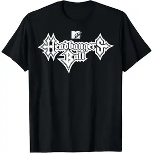Women's MTV Headbangers Ball Casual Graphic T-Shirt - Classic Fit, Round Neck, Short-Sleeve Black Metal Text Top