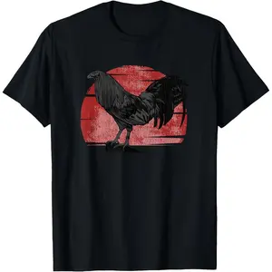 Cotton Short Sleeve  T-Shirt Vintage Rooster Graphic T-Shirt - 100% Cotton, Short Sleeve, Hoodie and Sweatshirt for autumn and winter, Crew Neck Unisex T-Shirt - Suitable for Motorcycle Riding