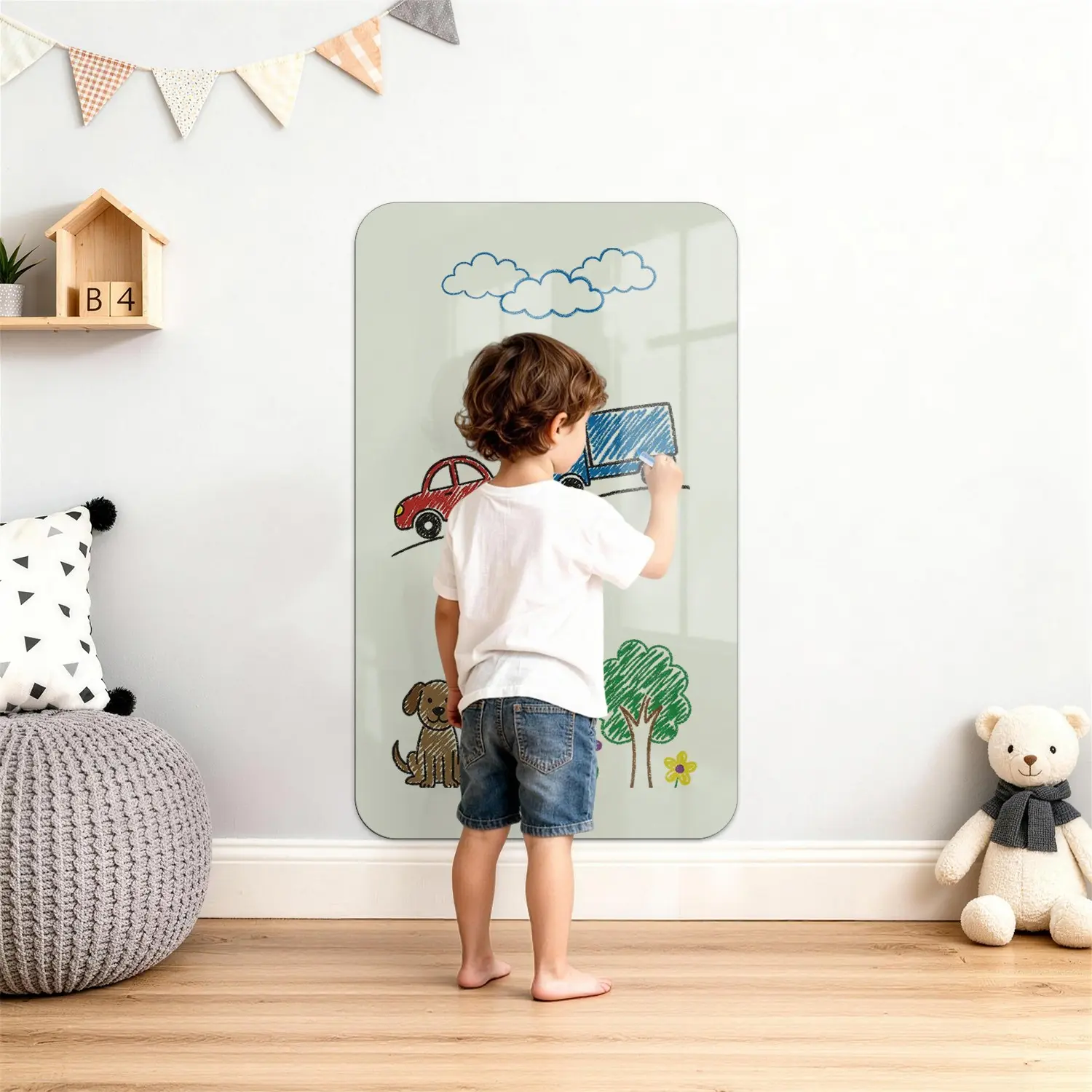 Magnetic Whiteboard Paper - Strong Magnetic Self-Adhesive Easy to Install, Soft Rounded Border Design for Child Friendly Rooms and Offices