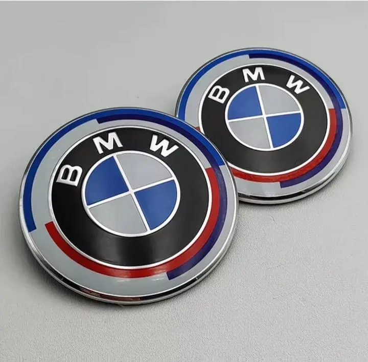 BMW 50th Anniversary Hood & Trunk Emblems Set - 2 Sizes (74mm, 82mm), Luxury Car Badges, Automobile Decals, Collectibles, Car Exterior Accessories to Celebrate 50 Years of Innovation, Luxury and Innovation Merch, Automotive Vehicle Accessory, Car Vehicle