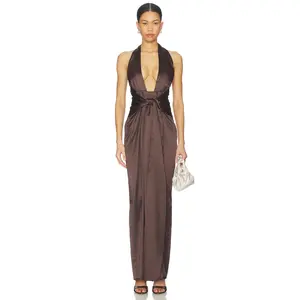 Nookie Calypso Halter Gown in Chocolate