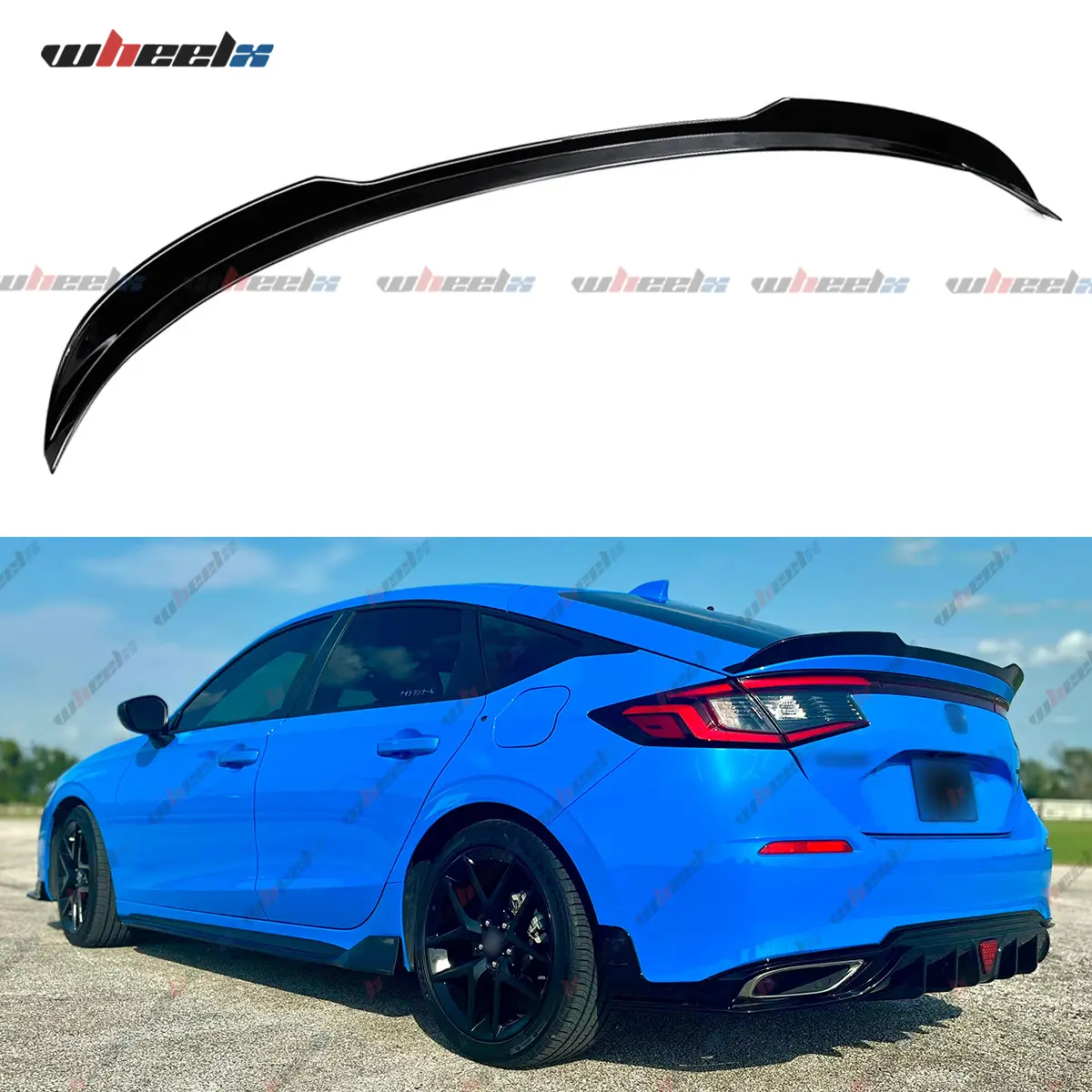 2022-2025 – Honda Civic 5-Door Hatchback FL2 – Glossy Black High-Kick Trunk Spoiler , FL5, V2 & Type-R, Compatible with HPD Spoiler for Co-Installation
