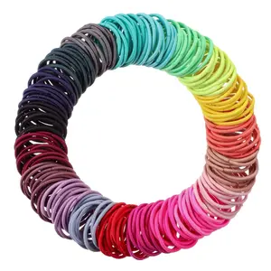 200 count 1inch Colorful Rubber Elastic Hair Ties Small Bulk for Women Mini Ponytail Holders Rainbow Hairbands Metal Free Bands(Multicolored)