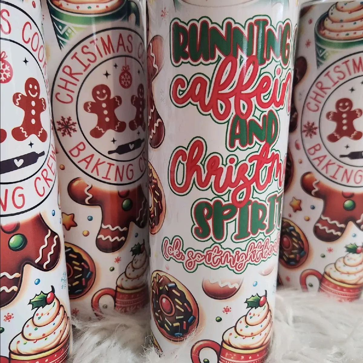 gingerbread tumbler Bottle Drinkware Lid Water Bottles Mug Cup Washable Reusable
