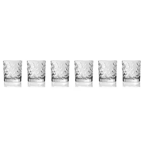 212 MAIN Embossed RCR Laurus 10oz Crystal Double Old Fashioned Glasses - Lorenzo Import, Set of 6 (Model 243080)