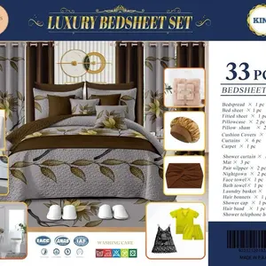 Luxury 33 Piece Bedsheet Set with Decorative Design and Quality Fabric