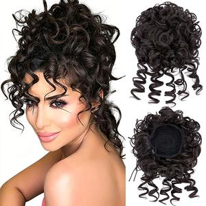 MY-LADY Drawstring & Clip In Afro Puff Chignon Extensions Synthetic Short Hair Pieces Updo Hair Buns Ponytail Curly Messy Bun Hair Extensions for Women