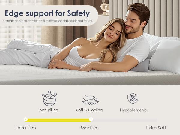 Soges Green Tea Gel Memory Foam Mattress 4-14 Inch, Twin/Full/Queen/King Size with Pressure Relief, Washable Cover, Medium Firm for Adults & Teens, Blue/Light Grey/Dark Green