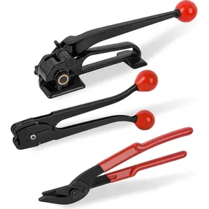Steel Banding Strapping Kit -Metal Banding Tools for Strapping Tools for 3/8"~3/4" Metal Strap - Heavy Duty Tensioner, Crimper & Sealer, Cutter for Pallet Package Manual Packing