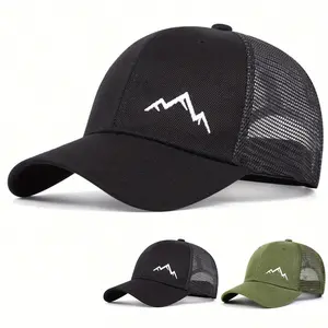 Unisex Mountain Range Embroidered Baseball Cap Mesh Hat Outdoor Adjustable Sunscreen Leisure Hat Spring Autumn Travel Tourism Beach Vacation