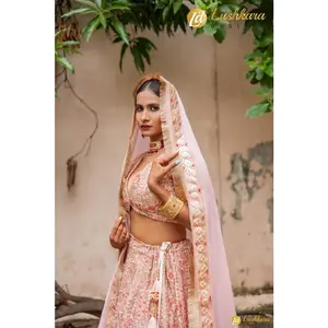 Lushkara Cotton Silk W/Thread Embroidery ; Georgette Shawl With Heavy Lace & Latkans (Light)
