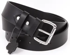 American Handmade Men's Leather Belt Finish Full Grain Buffalo hide belt 1.5'' Width Chicago Screw Interchangeable Rolling Buckle Adjustable Fit