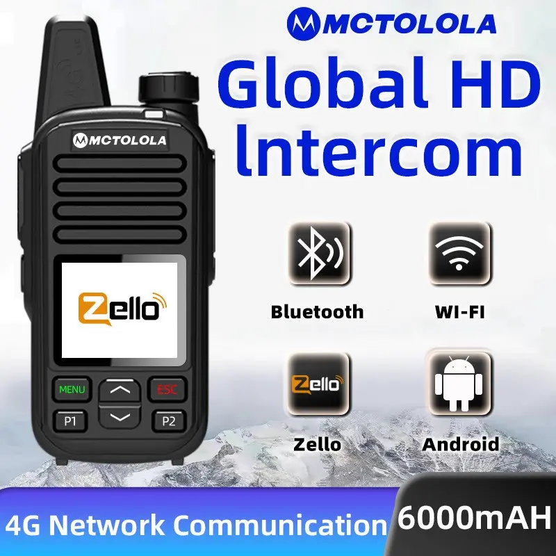 The new Zello Android system supports 2G, 4G, WiFi, Bluetooth functions, wireless remote control walkie talkies with global coverage, unlimited distance communication, two-way walkie talkies suitable for outdoor exploration, fleet travel, security patrols