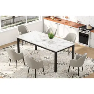 71" Industrial Style Dining Table, Extra-Long Rectangular Kitchen Table with Metal Base & Rounded Edges, Rustic Wooden Workstation for Dining & Living Areas, Vintage Brown Finish