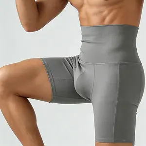Fitness exercise big belly body cheat! Men's body sculpting sports trousers 3D three-dimensional strong thermal leggings