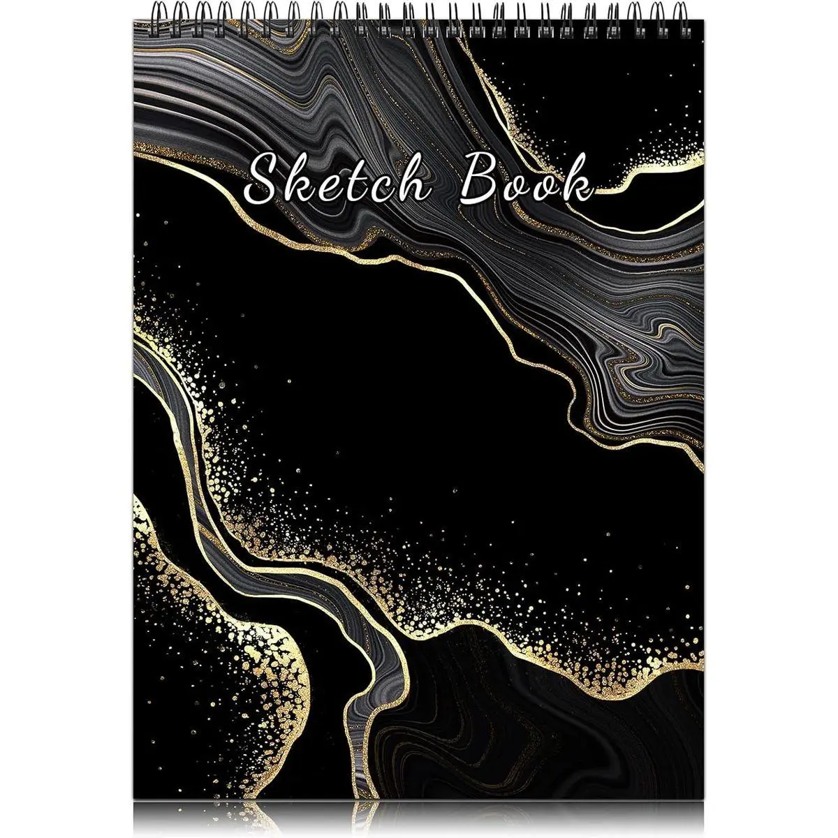 Sketchbook Top Spiral Bound Sketch Pad, 9 x 12 inch,100GSM Thick Paper,50 Sheets 100 Pages,Art Sketch Book Aesthetic Cute Drawing Writing Paper,for Girls Women-Black Marble