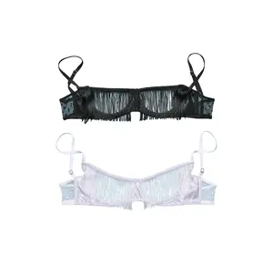 Spice Rack | Fringe Glam Fringe Demi Bra / White - Black
