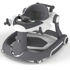 8 In 1 Baby Walker 3 Level Adjustable Height Foldable Toddler Activity Walker With Speed Adjustable Wheels Easy To Clean Christmas Halloween Gift Gray