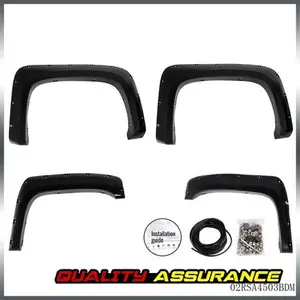 4-Piece Pocket Rivet Bolt-On Fender Flares, Polypropylene UV-Resistant Scratch Guard Exterior Mud Flaps for 07-13 Silverado 1500/2500HD, Off-Road Truck Auto Parts Accessories