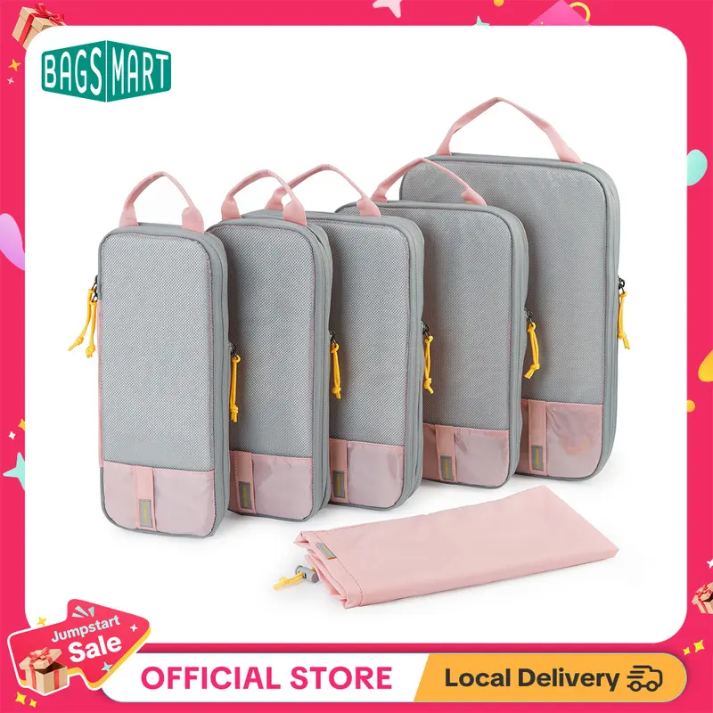 BAGSMART Compression Packing Cubes for Suitcases - 6 Set Travel Organizer Polyester Cubes for Luggage Organization TikTokShopJumpstartSale