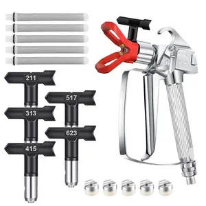 12 Pcs Airless Paint Sprayer Gun with Nozzle Guard Spray Tips and Airless Paint Spray Gun Filter for Spraying Machine Accessories (211,313,415,517,623)