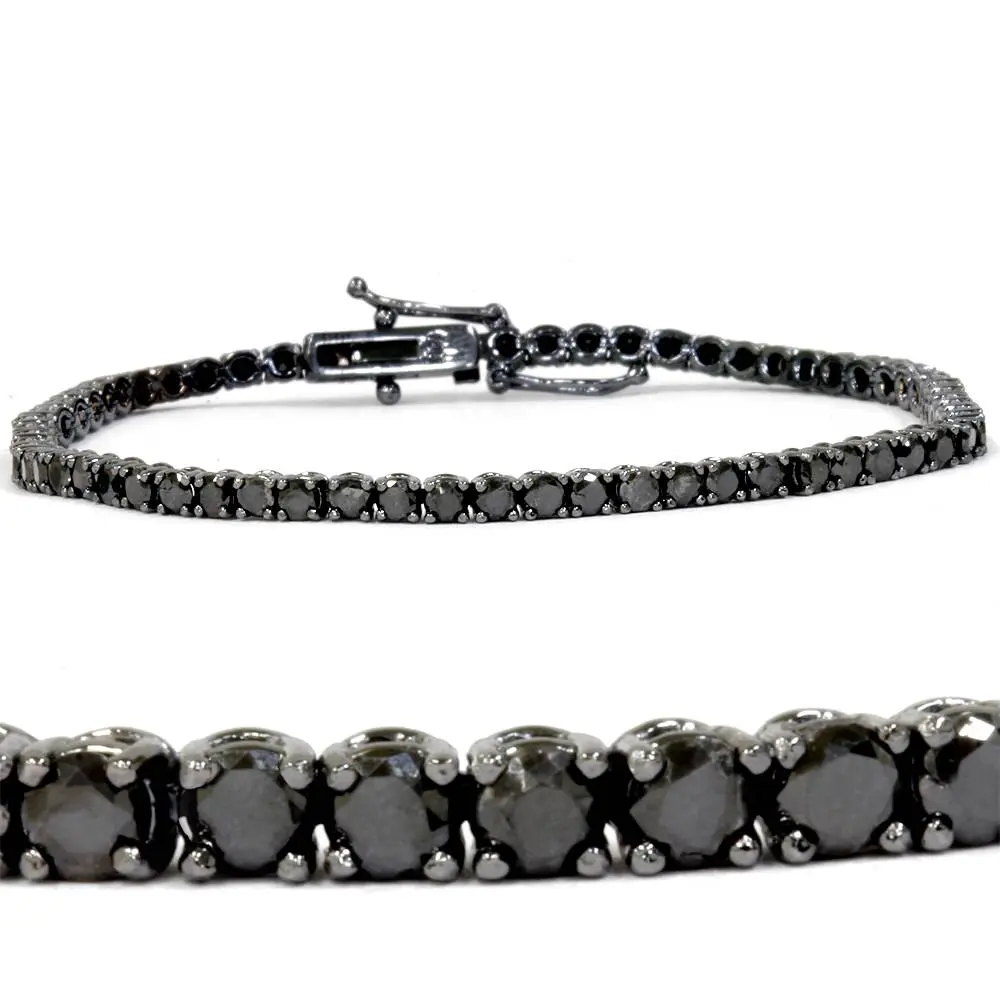 3ct Black Diamond Tennis Bracelet 14K Black Gold 7"