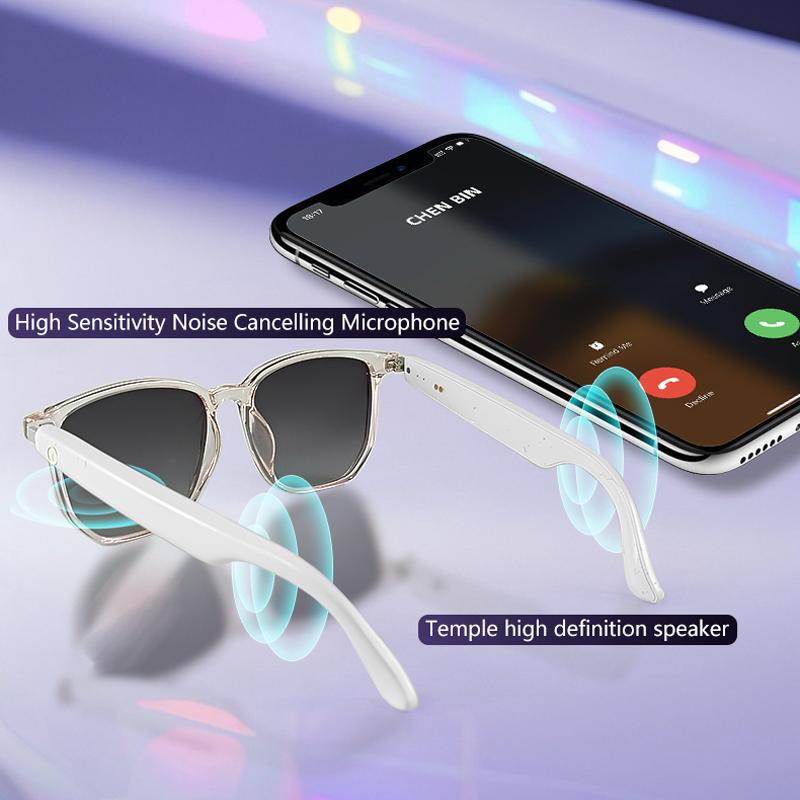 Koipsse Smart Audio Glasses Wireless TWS Earbuds HiFi Open-Ear Mic V5.4 Dual Touch Control Transparent Suitable for Men Women Gift Technology Call Music Volume Adjustment Multifunctional Smart Glasses Wearable Smart Glasses