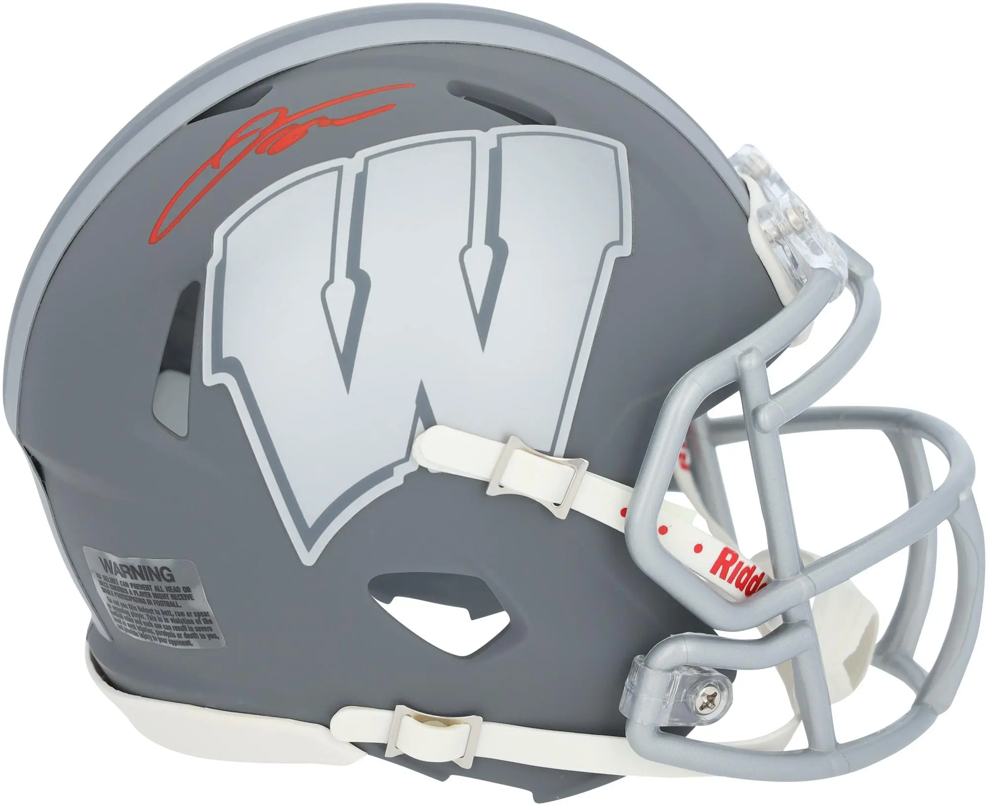 Jonathan Taylor Wisconsin Badgers Autographed Riddell 2024 Slate Speed Mini Helmet - Fanatics Authentic Certified