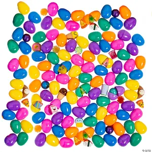 Food-Themed Toy-Filled Plastic Easter Eggs, 2 1/2", Bulk 100 Pcs