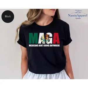 Women's Cotton Short-Sleeve Knit Round Neck Regular Fit Casual Fabric Sports Top - Funny Graphic Tshirt for Latina Immigrant Daughters, MAGA Immigration Protest Clothes