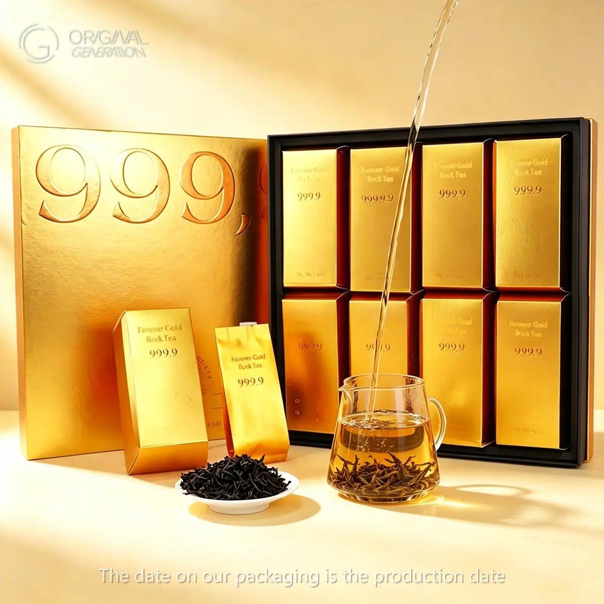 Forever Gold Golden Cinnamon Rock Tea Beverage, 256g (32 Packs x 8g) with Antioxidant & Digestion Support, Set