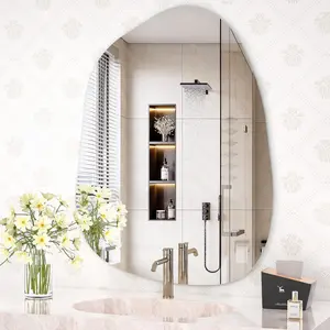 Hasipu Irregular Wall Mirror Asymmetrical Mirror, Decorative Unique Frameless Mirror for Bedroom Bathroom Living Room Entryway, Modern Wall Decor, Wall Mouted
