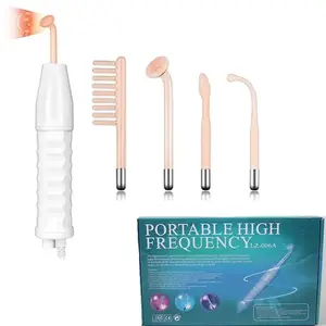 4 in 1 High Frequency Electrode Wand, 1 Set Facial Skin Firming & Lifting Lightweight Beauty Machine, Beauty Instrument for Home & Travel, Facial Cleansing Instrument, Facial Care Instrument, White, Facial Care Tools