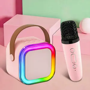 Kids Karaoke Microphone,Mini karaoke machine speaker suitable for children and adults, portable wireless compatible microphone with LED lights, ideal Christmas and birthday gift suitable for girls and boys aged 3 to 8