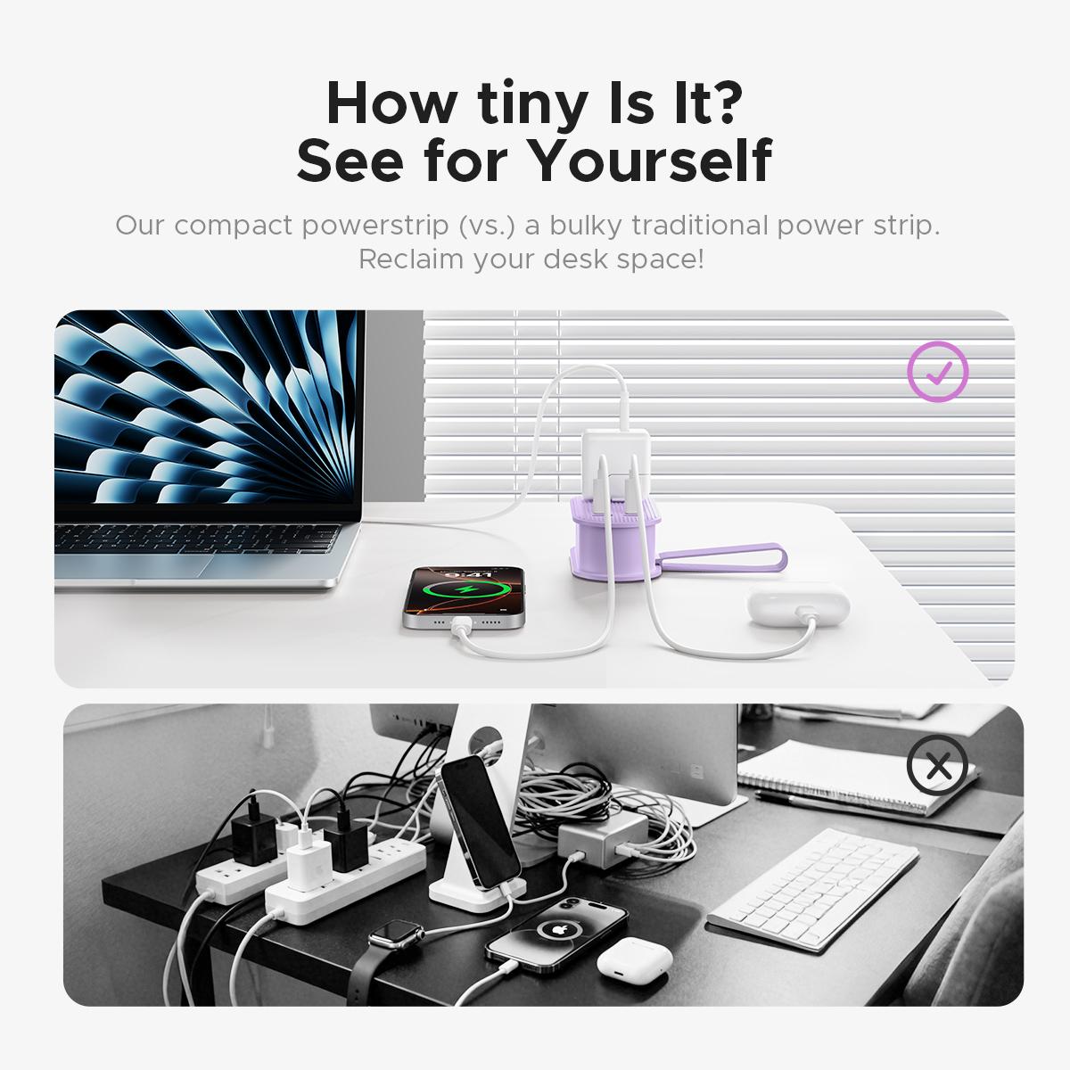 ORICO Upgraded 7-in-1 Travel Power Strip,2 Outlets & 4 USB Ports (2TYPE-C+2USB-A), 65W Fast Charging, Flat Plug，Compact for Cruise, Hotel, Dorm, and Travel Essentials- TK