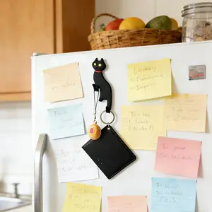 2pcs Cute Cat Magnetic Tail Hook Refrigerator Magnet | Flexible PVC | Pegboard Accessory | 2-in-1 for Hanging, Note Holding & Decor | For Kitchen/Office/Whiteboard Use