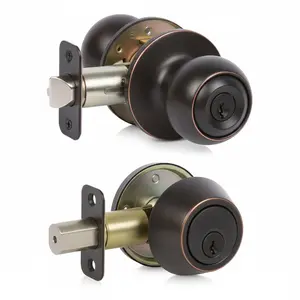 Ashland Oil Rubbed Bronze Entry Knob with Matching Single Cylinder Deadbolt Combo Pack