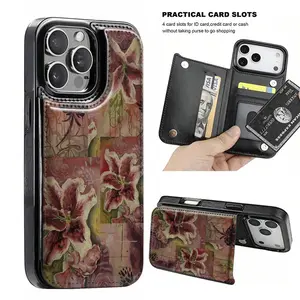 Phone Case - Lily Patchwork Wallet Card Holder with Credit Card Slots, Designed for Iphone 17/17 Air, 16/15 Pro, 14/13 Pro, 12, 11 Pro Max, And Xs. Also Suitable for Samsung Galaxy S22/S23+/S24 Plus/S25 Ultra. A Stylish And Fashionable Phone Case Fo