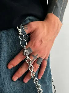 Men's Adjustable Metal Punk Waist Chain, Unique Design, Fashion Skull Pattern Body Chain, Perfect for Holiday and Halloween, Stylish Accessory